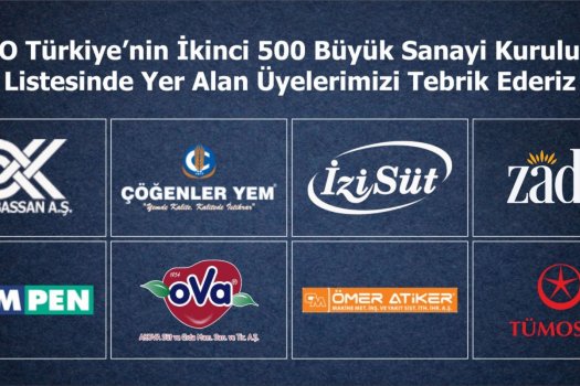 İSO Türkiye'nin İkinci 500 Büyük Sanayi Kuruluşu Listesinde Yer Alan Üyelerimiz