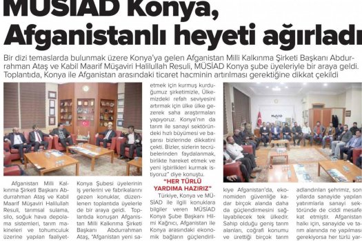 MÜSİAD Konya Afganistanlı Heyeti Ağırladı