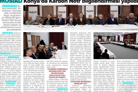 MÜSİAD Konya’da Karbon Nötr bilgilendirmesi yapıldı